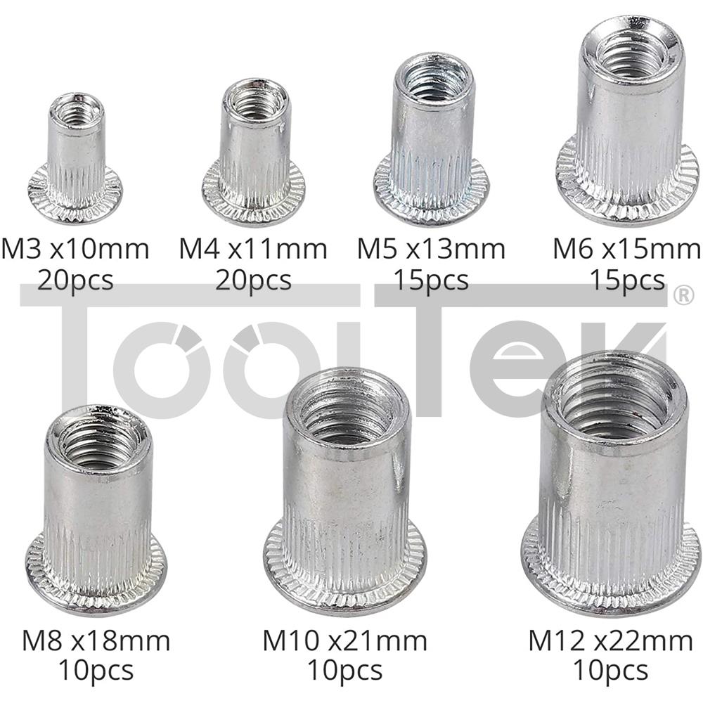 RIVETTATRICE CON ACCESSORI M3/M12 RIVETTI MANUALI 13" + DADI 100pz TOOLTEK 6 RIVETTATRICE CON ACCESSORI M3/M12 RIVETTI MANUALI 13" + DADI 100pz TOOLTEK