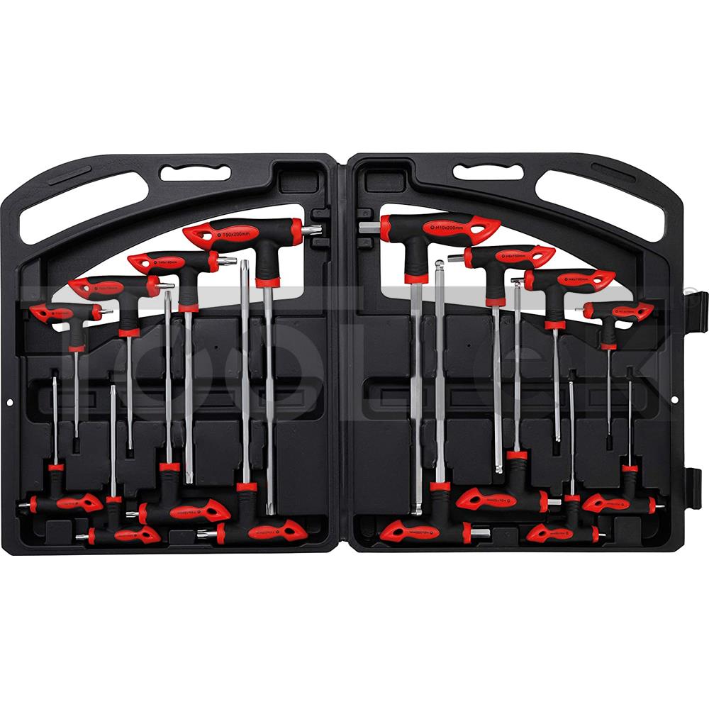 SET 16pz CHIAVI ESAGONALE E TORX CHIAVE A T LUNGHE HEX 2-10mm TORX T10-T50 TOOLTEK 2 SET 16pz CHIAVI ESAGONALE E TORX CHIAVE A T LUNGHE HEX 2-10mm TORX T10-T50 TOOLTEK