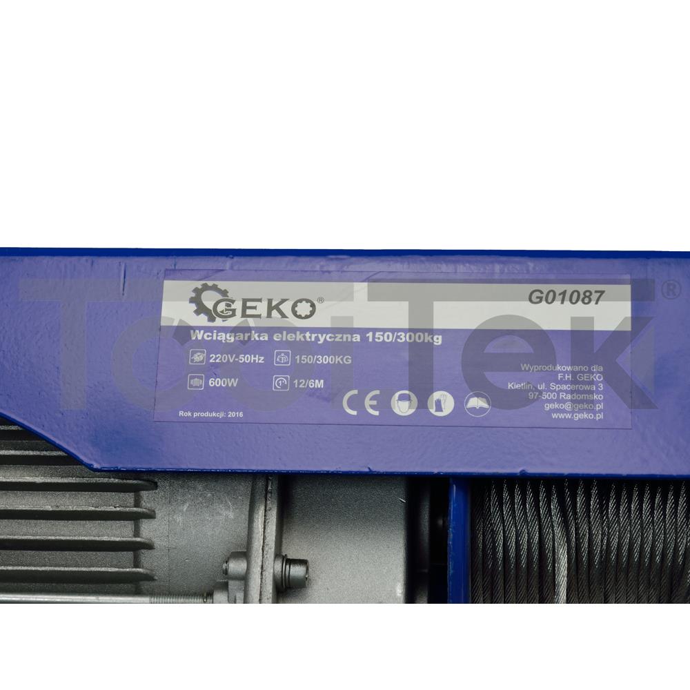 GEKO G01087 PARANCO VERRICELLO ELETTRICO SOLLEVATORE 230V 150Kg 300Kg TOOLTEK 7 GEKO G01087 PARANCO VERRICELLO ELETTRICO SOLLEVATORE 230V 150Kg 300Kg TOOLTEK