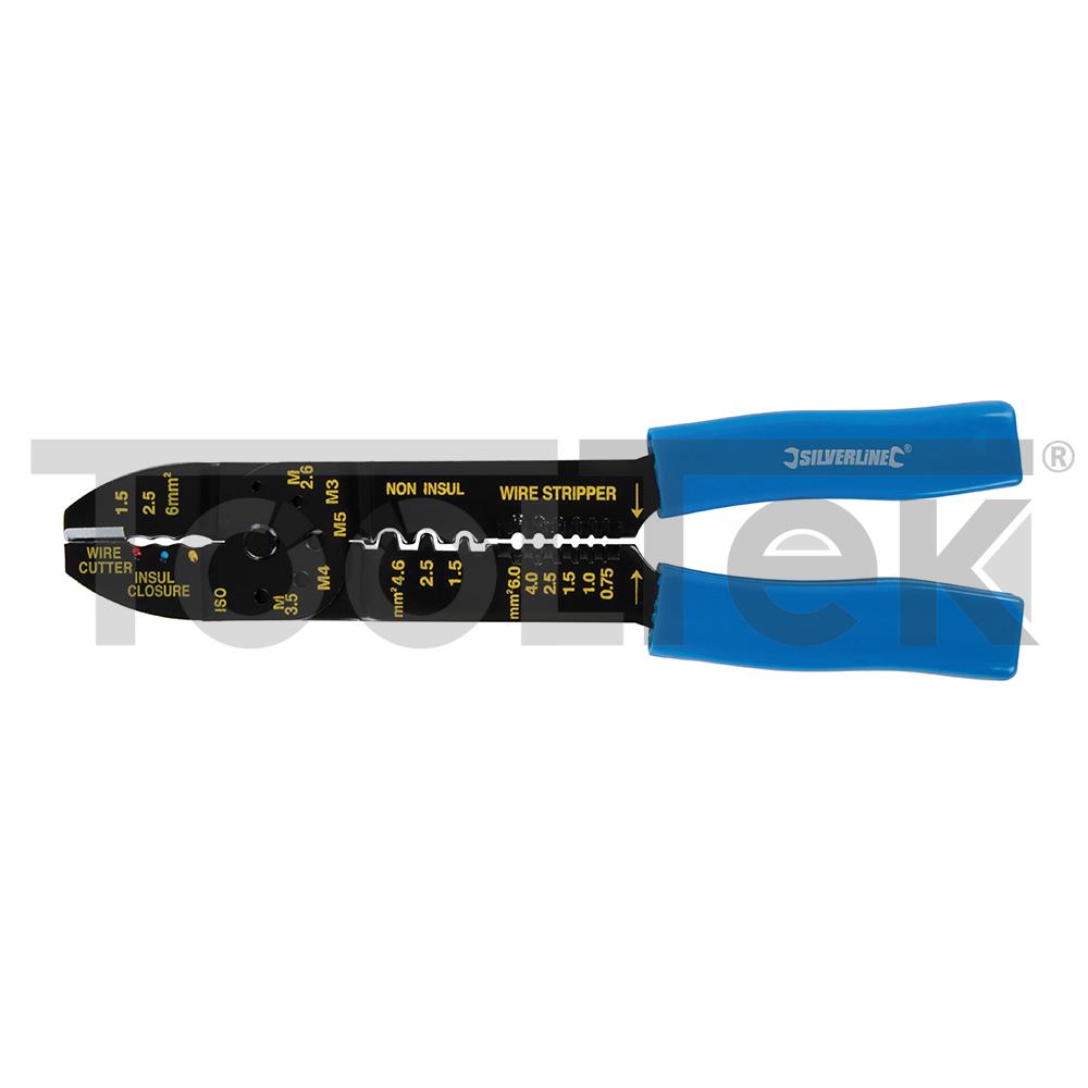 SILVERLINE PL52 PINZA CRIMPATRICE PER CAPICORDA ISOLATI SPELLAFILI CAVO RETE TOOLTEK 2 SILVERLINE PL52 PINZA CRIMPATRICE PER CAPICORDA ISOLATI SPELLAFILI CAVO RETE TOOLTEK