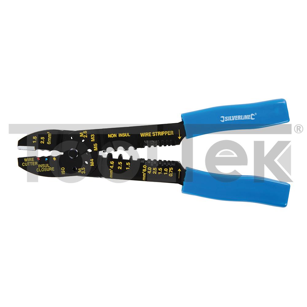 SILVERLINE PL52 PINZA CRIMPATRICE PER CAPICORDA ISOLATI SPELLAFILI CAVO RETE TOOLTEK 4 SILVERLINE PL52 PINZA CRIMPATRICE PER CAPICORDA ISOLATI SPELLAFILI CAVO RETE TOOLTEK