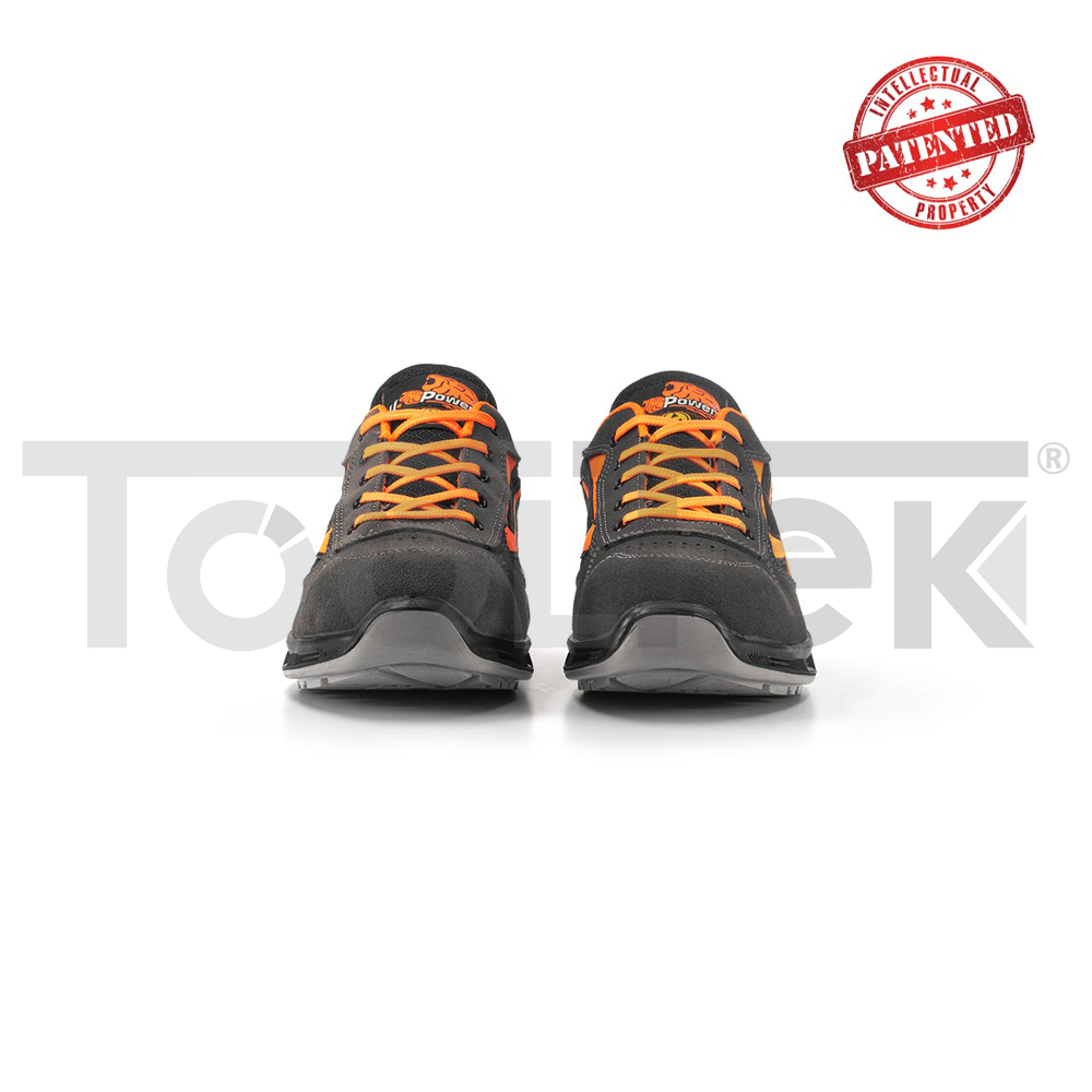 paio-di-scarpe antinfortunistiche-upower-modello-orange-linea-redlion-vista-frontale
