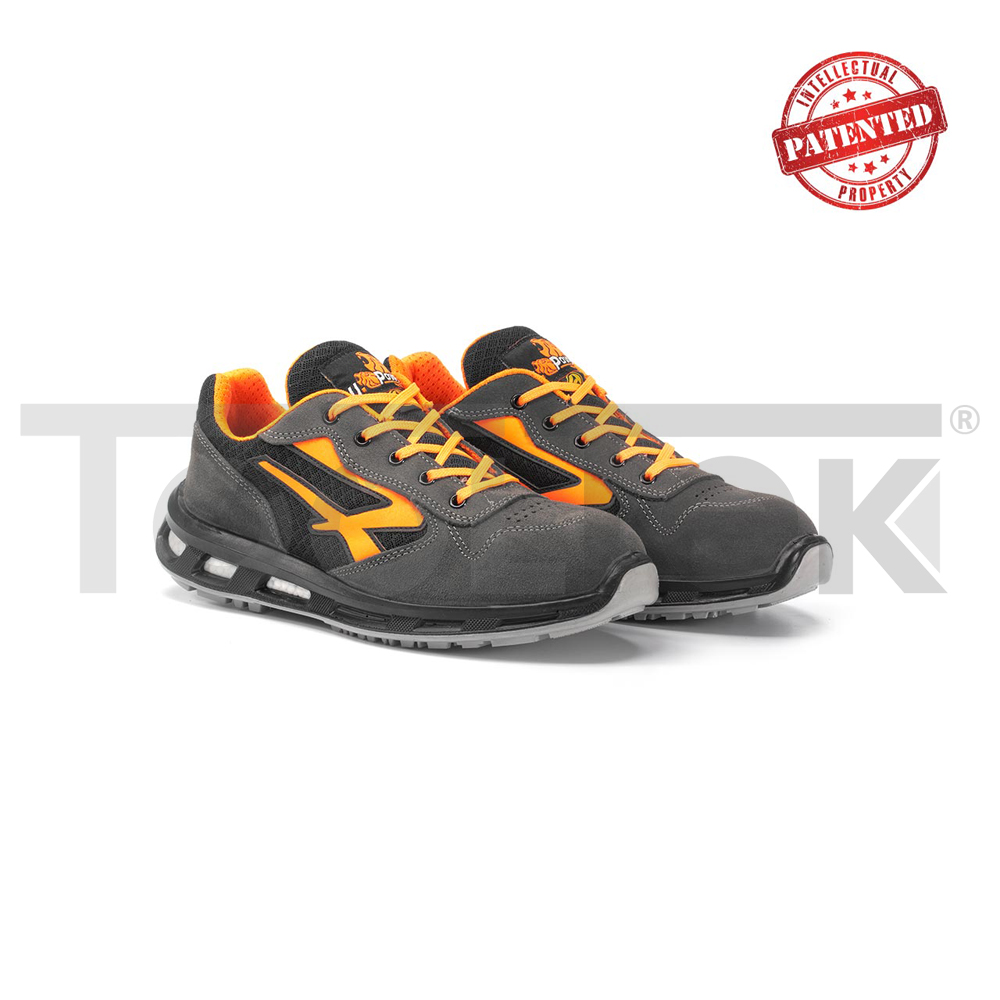 paio-di-scarpe antinfortunistiche-upower-modello-orange-linea-redlion-vista-prospettica