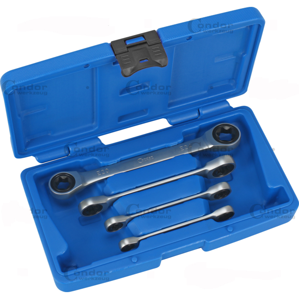 SERIE SET 4pz CHIAVI DOPPIE A CRICCHETTO TORX E6-E24 CONDOR